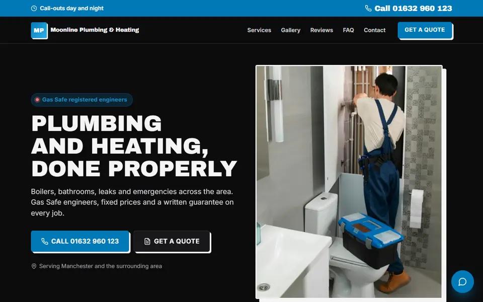 Plumber example: Home page